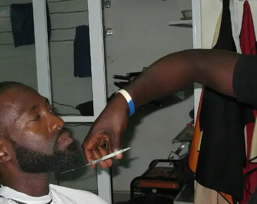 Sample barber photo placed into the website being built